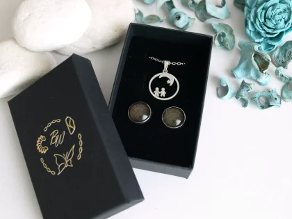 Náušnice Papilio palinurus s náhrdelníkom